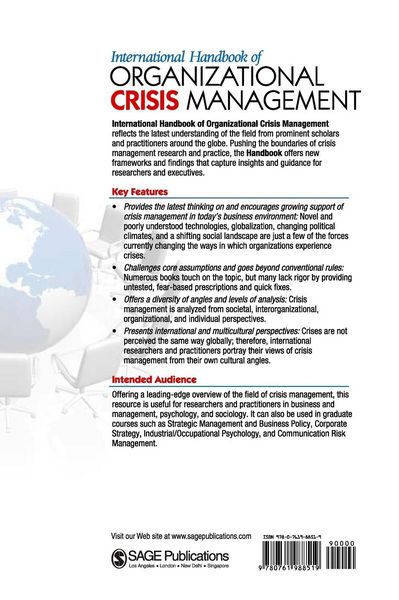 Produktbild: International Handbook of Organizational Crisis Management