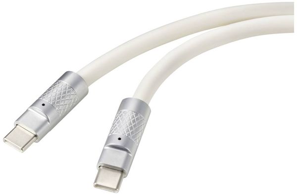Produktbild: Renkforce USB-C&reg; Kabel USB 2.0 USB-C&reg; Stecker, USB-C&reg; Stecker 1.00m Wei&szlig; RF-6056876