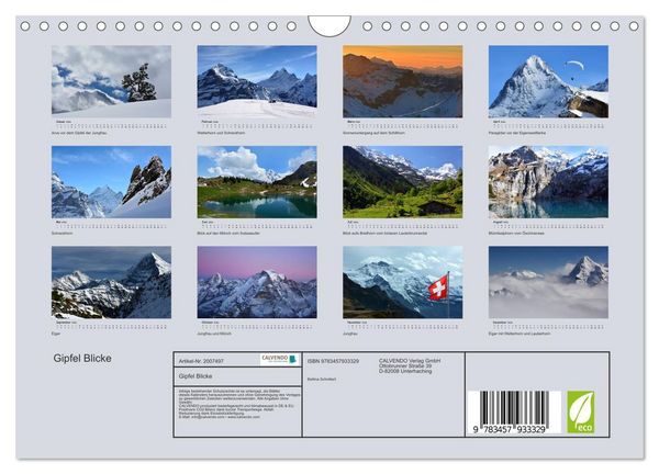 Produktbild: Gipfel Blicke (Wandkalender 2026 DIN A4 quer), CALVENDO Monatskalender
