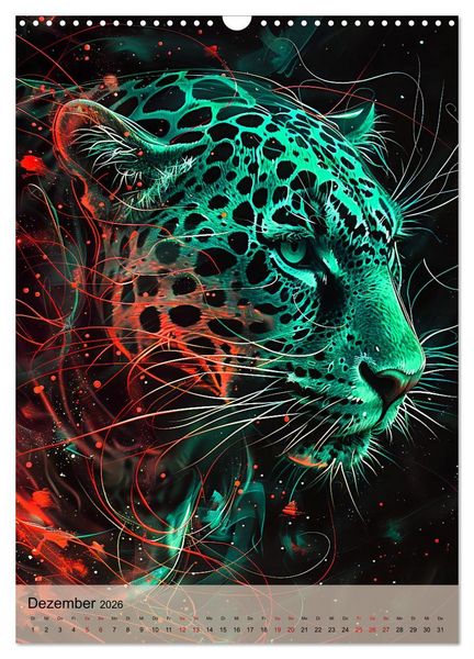 Produktbild: Raubkatzen - Geschmeidige J&auml;ger im Neonlicht (Wandkalender 2026 DIN A3 hoch), CALVENDO Monatskalender