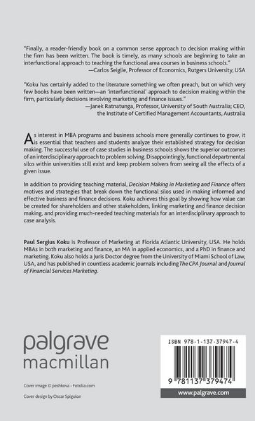 Produktbild: Decision Making in Marketing and Finance