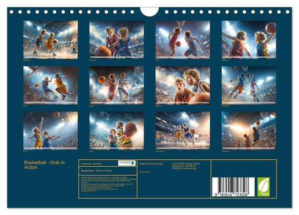 Produktbild: Basketball - Kids in Action (Wandkalender 2026 DIN A4 quer), CALVENDO Monatskalender