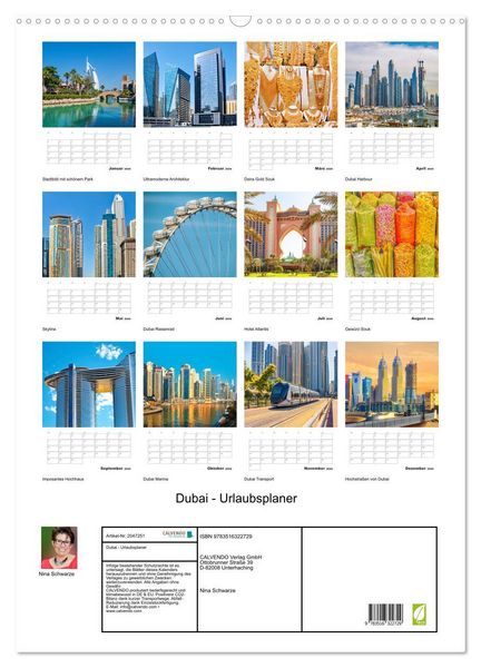 Produktbild: Dubai - Urlaubsplaner (Wandkalender 2026 DIN A2 hoch), CALVENDO Monatskalender