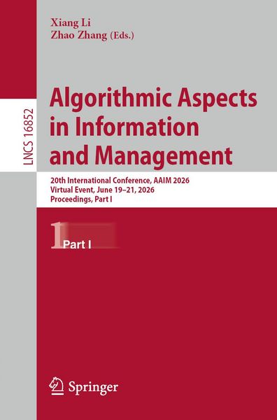 Produktbild: Algorithmic Aspects in Information and Management