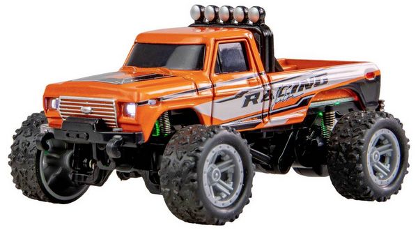 Produktbild: Amewi Orange Brushed 1:64 RC Modellauto Elektro Monstertruck Heckantrieb (2WD) RtR 2,4 GHz mit Lichteffekt, inkl. Akku und Ladekabel