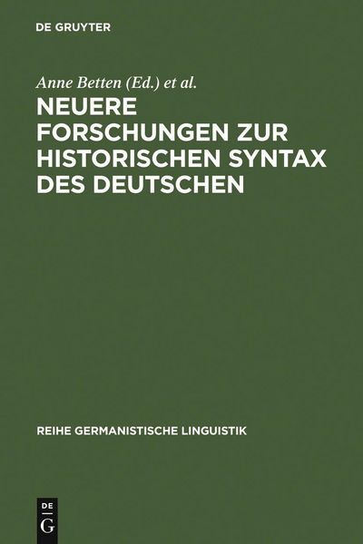 Produktbild: Neuere Forschungen zur historischen Syntax des Deutschen
