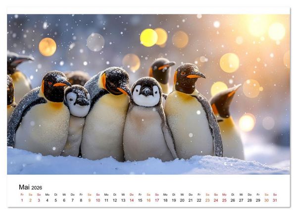 Produktbild: Pinguine - ein Jahr voller Meer (hochwertiger Premium Wandkalender 2026 DIN A2 quer), Kunstdruck in Hochglanz