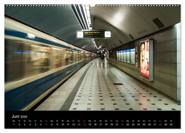 Produktbild: U-Bahn in M&uuml;nchen (hochwertiger Premium Wandkalender 2026 DIN A2 quer), Kunstdruck in Hochglanz