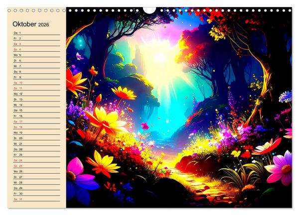 Produktbild: Manga-Landschaften: Ein visueller Ausflug durch Fantasiewelten (Wandkalender 2026 DIN A3 quer), CALVENDO Monatskalender