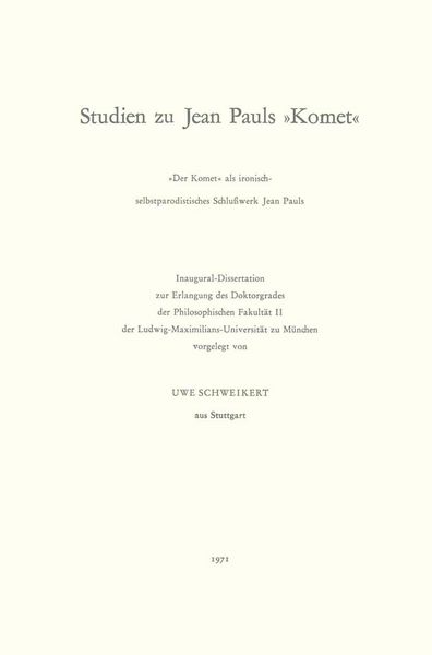 Produktbild: Studien zu Jean Pauls "Komet"