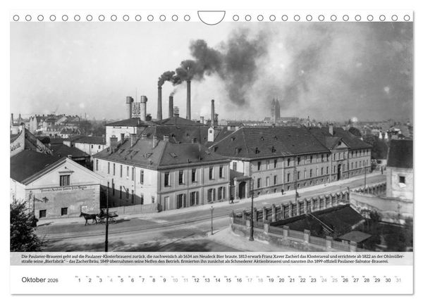 Produktbild: Historisches M&uuml;nchen - Alte M&uuml;nchner Brauereien, Brauh&auml;user und Bierpal&auml;ste (Wandkalender 2026 DIN A4 quer), CALVENDO Monatskalender