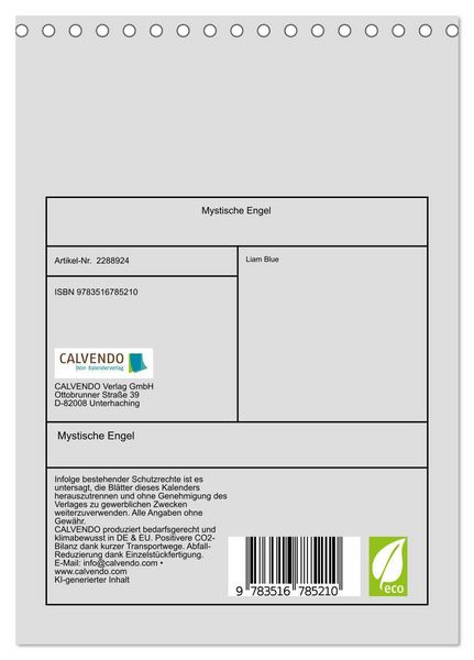 Produktbild: Mystische Engel (Tischkalender 2027 DIN A5 hoch), CALVENDO Monatskalender