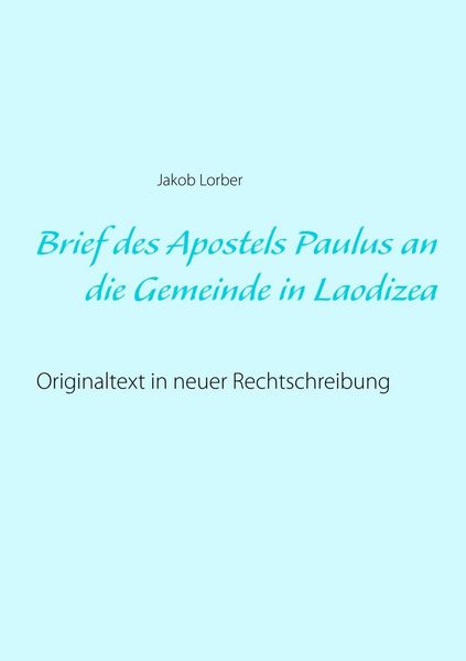 Produktbild: Brief des Apostels Paulus an die Gemeinde in Laodizea