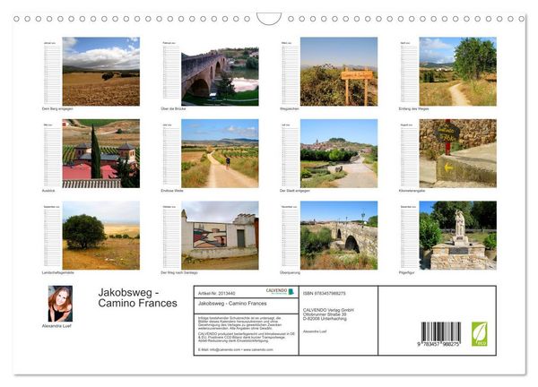 Produktbild: Jakobsweg - Camino Frances (Wandkalender 2026 DIN A3 quer), CALVENDO Monatskalender