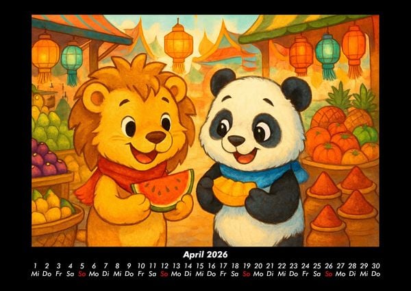 Produktbild: Buschi und Pippin - Abenteuer in Asien 2026 Fotokalender DIN A3