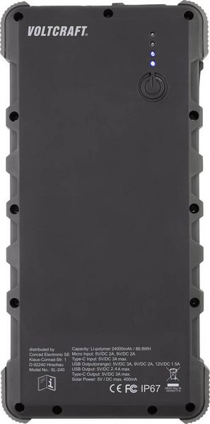 Produktbild: VOLTCRAFT SL-240 VC-8310170 Solar-Powerbank 24000 mAh