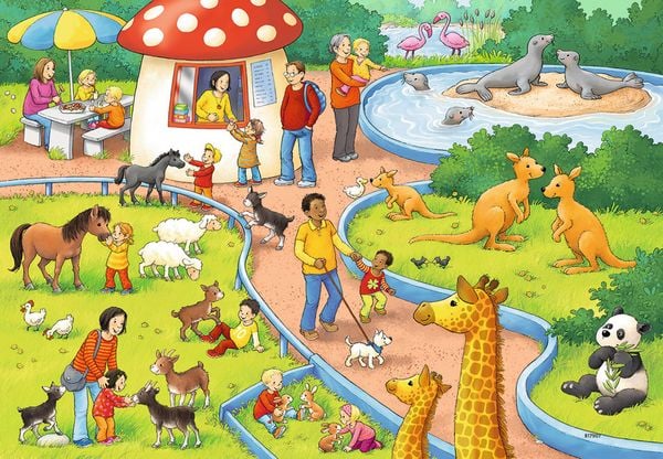 Produktbild: Puzzle Ravensburger Ein Tag im Zoo 2 X 24 Teile