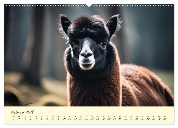 Produktbild: Alpakas, die sanften Andenbewohner (hochwertiger Premium Wandkalender 2026 DIN A2 quer), Kunstdruck in Hochglanz
