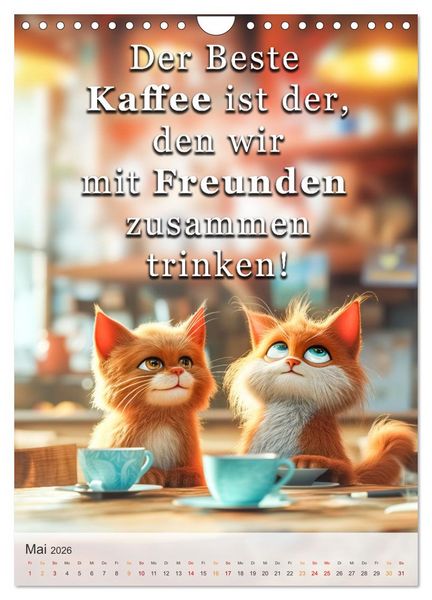 Produktbild: Kaffee-Katzen (Wandkalender 2026 DIN A4 hoch), CALVENDO Monatskalender