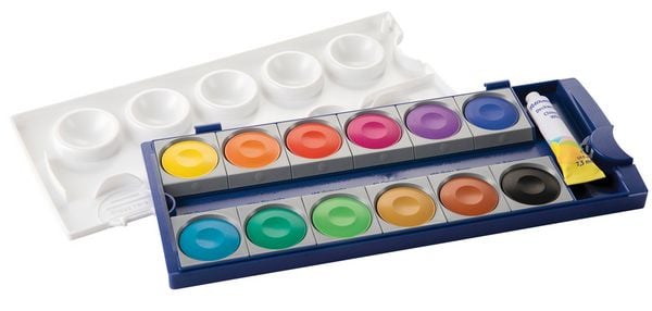 Produktbild: Pelikan Deckfarbkasten K12, 12 Farben und 1 Tube Deckwei&szlig;