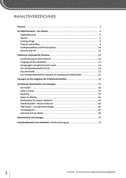 Produktbild: Der Markisenmann - Jan Weiler - Lehrerheft