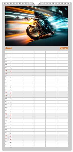 Produktbild: Familienplaner 2026 - Motorrad Speed mit 5 Spalten (Wandkalender, 21 x 45 cm) CALVENDO
