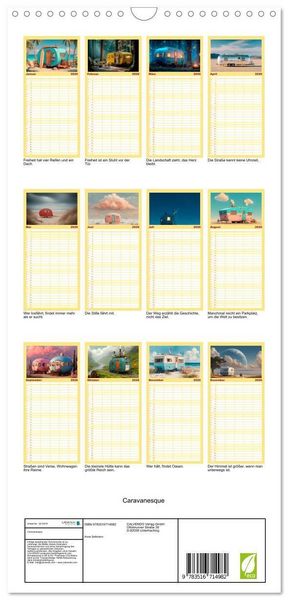 Produktbild: Familienplaner 2026 - Caravanesque mit 5 Spalten (Wandkalender, 21 x 45 cm) CALVENDO