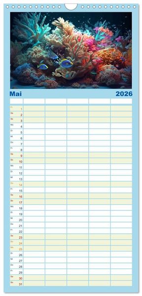 Produktbild: Familienplaner 2026 - Fantasie bei die Fische! mit 5 Spalten (Wandkalender, 21 x 45 cm) CALVENDO