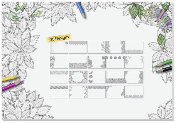 SIGEL Schreibunterlage Design, Adult Coloring 20 Blatt 20 Motive