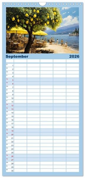 Produktbild: Familienplaner 2026 - Lieblingssee mit 5 Spalten (Wandkalender, 21 x 45 cm) CALVENDO