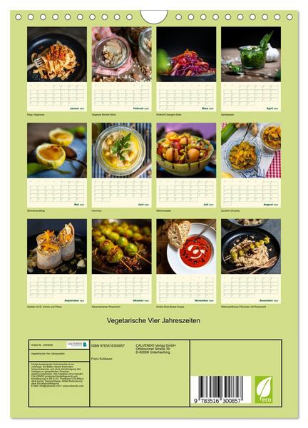 Produktbild: Vegetarische Vier Jahreszeiten (Wandkalender 2026 DIN A4 hoch), CALVENDO Monatskalender