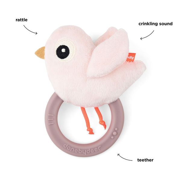 Produktbild: Rassel mit Bei&szlig;ring Birdee Rosa