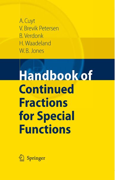 Produktbild: Handbook of Continued Fractions for Special Functions