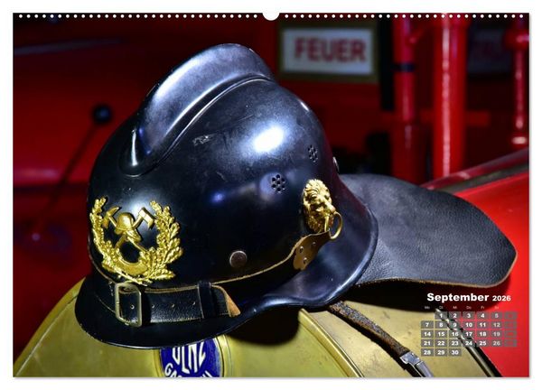Produktbild: Historische Feuerwehrhelme (hochwertiger Premium Wandkalender 2026 DIN A2 quer), Kunstdruck in Hochglanz