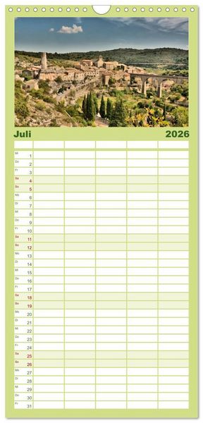Produktbild: Familienplaner 2026 - Languedoc-Roussillon - unter der Sonne des Midi mit 5 Spalten (Wandkalender, 21 x 45 cm) CALVENDO