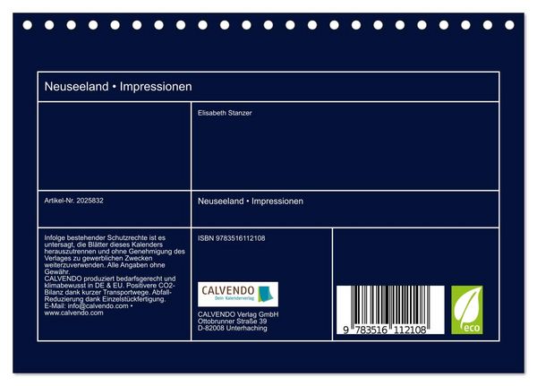 Produktbild: Neuseeland &bull; Impressionen (Tischkalender 2026 DIN A5 quer), CALVENDO Monatskalender