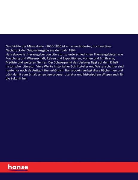 Produktbild: Geschichte der Mineralogie