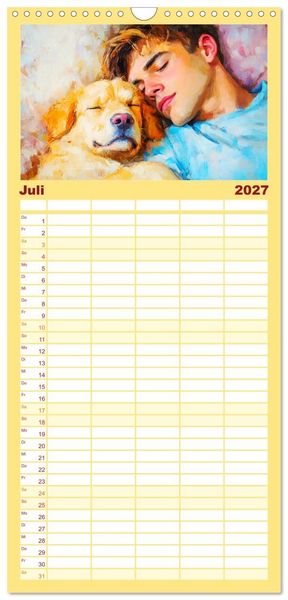 Produktbild: Familienplaner 2027 - Mensch und Hund. Herzensverbindungen mit 5 Spalten (Wandkalender, 21 x 45 cm) CALVENDO