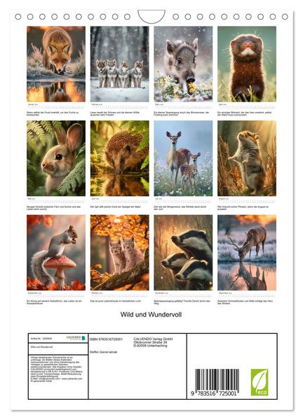 Produktbild: Wild und Wundervoll (Wandkalender 2026 DIN A4 hoch), CALVENDO Monatskalender