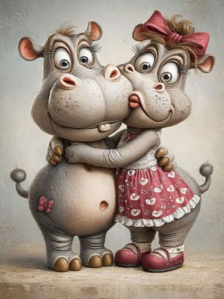 Produktbild: CALVENDO Puzzle Nilpferd - Liebe | 1000 Teile Lege-Gr&ouml;&szlig;e 64x48cm Foto-Puzzle f&uuml;r gl&uuml;ckliche Stunden