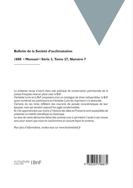 Produktbild: Bulletin de la Soci&eacute;t&eacute; d'acclimatation