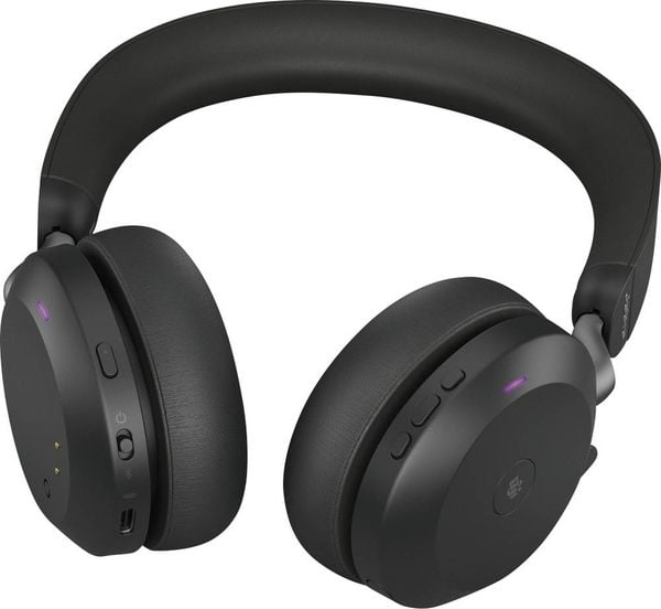 Jabra Evolve2 75 Telefon On Ear Headset Bluetooth®, kabelgebunden Schwarz Batterieladeanzeige, Mikrofon-Stummschaltung