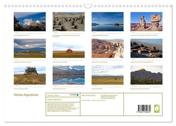 Produktbild: Weites Argentinien (Wandkalender 2026 DIN A3 quer), CALVENDO Monatskalender