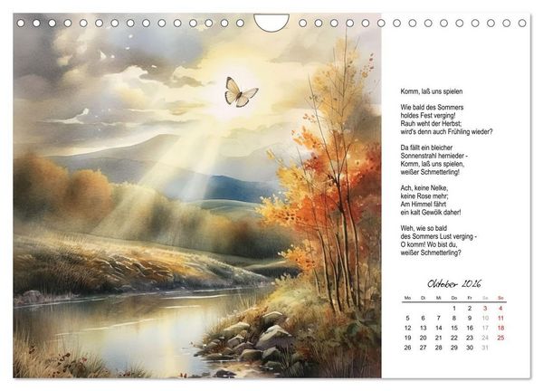 Produktbild: Gedichte von Theodor Storm (Wandkalender 2026 DIN A4 quer), CALVENDO Monatskalender