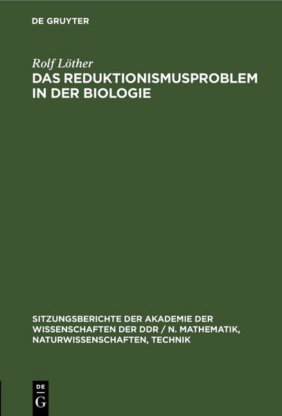 Produktbild: Das Reduktionismusproblem in der Biologie