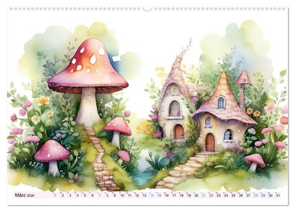 Produktbild: M&auml;rchenhafte Feenh&auml;uschen (hochwertiger Premium Wandkalender 2026 DIN A2 quer), Kunstdruck in Hochglanz