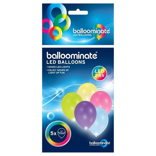 LED Luftballons mehrfarbig Ø27,5cm 5 Stück
