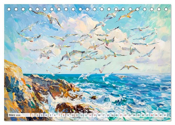 Produktbild: Ein Tag am Meer - Durch die Augen der Impressionisten (Tischkalender 2026 DIN A5 quer), CALVENDO Monatskalender
