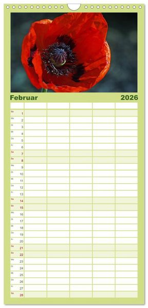 Produktbild: Familienplaner 2026 - Mohnblumen Tr&auml;ume mit 5 Spalten (Wandkalender, 21 x 45 cm) CALVENDO