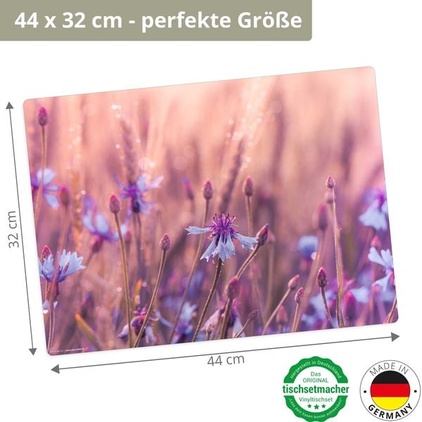 Produktbild: Tischsetmacher Tischsets Kornblumen in der Morgenr&ouml;te, aus hochwertigem Vinyl (4 St&uuml;ck), 44 x 32 cm